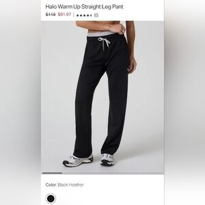 Vuori Halo Warm Up Straight Leg Pant In Black Heather- Size M